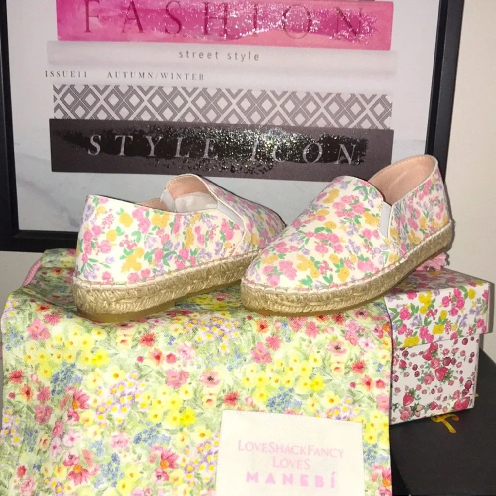 NIB LoveShackFancy Girls Floral Espadrille Slip-On Shoes 3 / 34